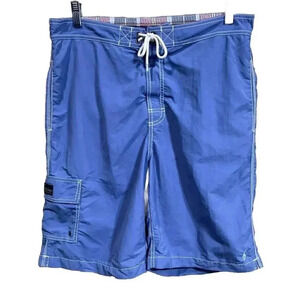 VINTAGE Polo Ralph Lauren Board Shorts Mens Medium Blue Green Pony Swim Trunks